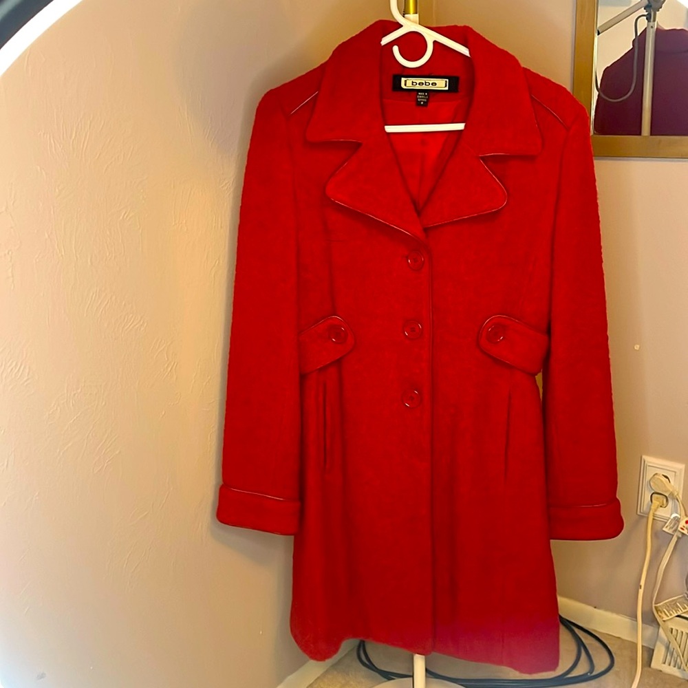 Bebe Red Bouchée single breasted dress coat